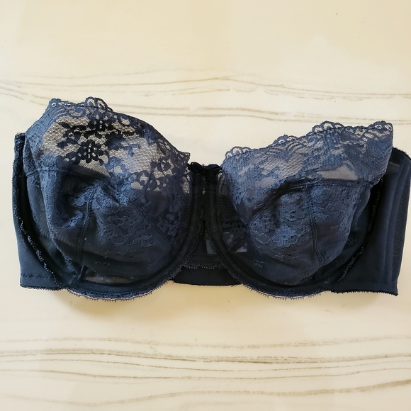 Vanity Fair Strapless Bra | Black Lace | 34D - Picture 1 of 4
